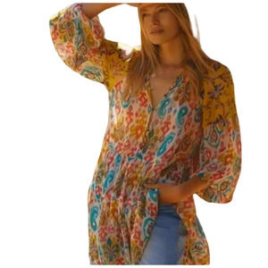 Anthropologie Multicolor Floral Blouse